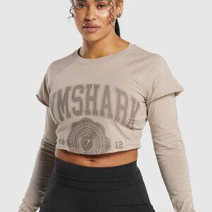 NWT Gymshark Lifting 2 In 1 Long Sleeve Crop Top